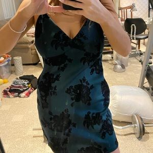 Blue Dress With Velvet Flowers